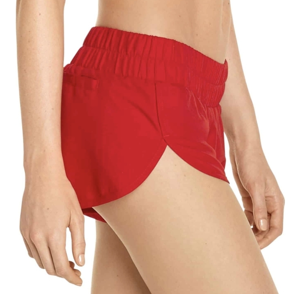 Red Women's Elastic Waist Lifeguard or Running Shorts